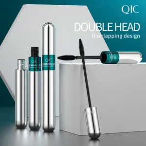 QIC Dual-Brush Mascara 2 Step Volume & Length Waterproof Smudge-Proof for Dramatic Eye Looks 4D Eye Black Long-lasting Fiber Formula