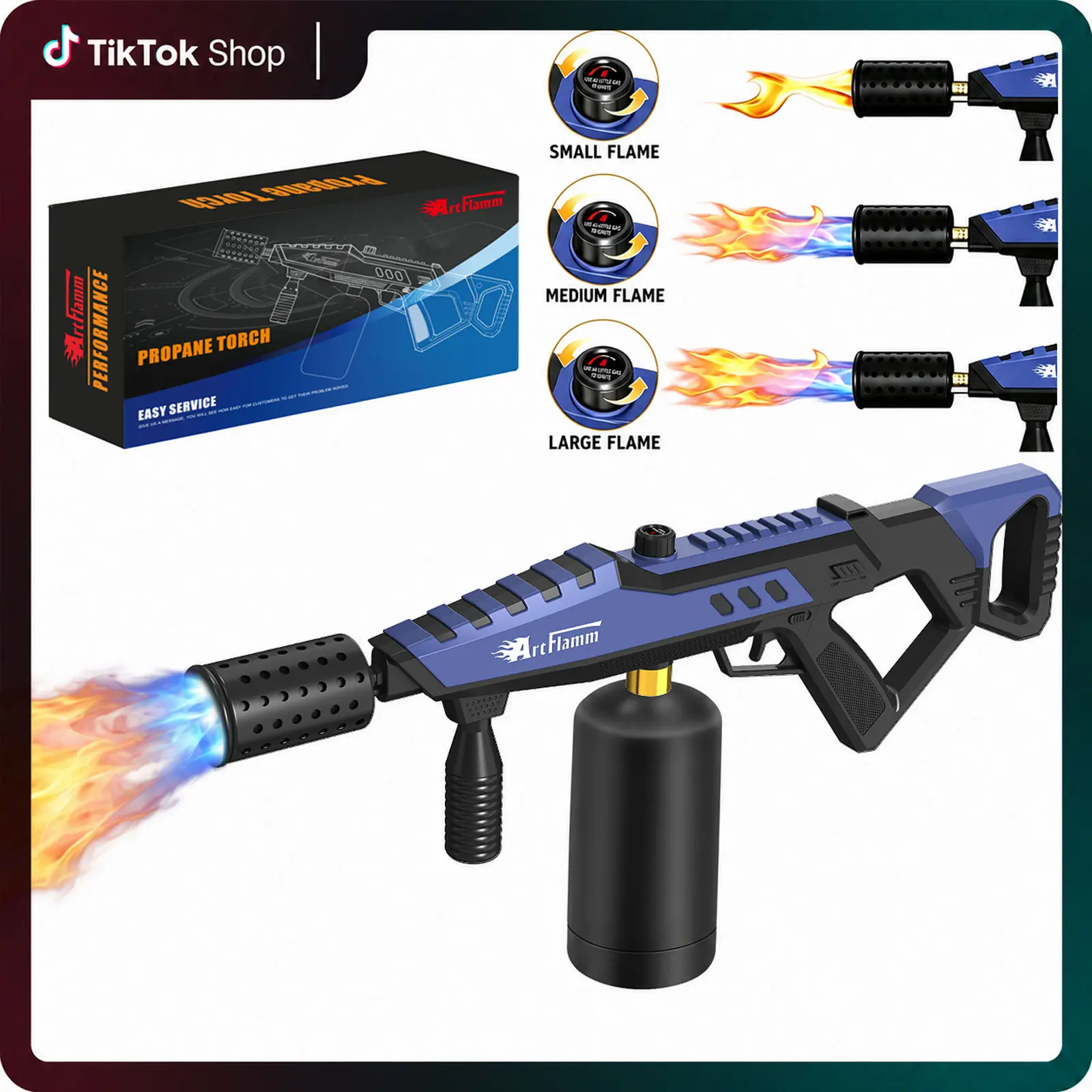 Adjustable Flame Propane Torch with Dual-Grip, Detachable Design for Steak Searing, BBQ, Charcoal Ignition, Camping, Soldering & DIY Crafts, Weed Burning and Snow Melting, Perfect Gift for Home Chefs & BBQ Lovers (Tank Not Included)