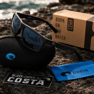 Costa Del Mar Polarized Fishing Sunglasses, Blue Mirror 580 Lens, Matte Black Performance Frame
