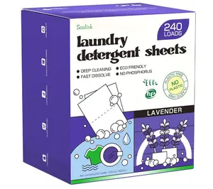 Soulink Lavender Laundry Detergent Sheets, 240 Loads - Eco-Friendly, Plant-Based, Hypoallergenic, No Plastic Jug
