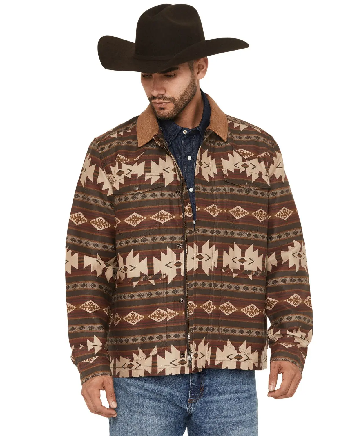 Cody James Men's Men'S Fr Buck Southwestern Print Barn Coat - Cjfrfa25o3-Dkbn