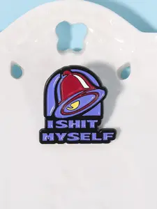 Funny Retro Taco Bell Brooch Humorous I SHIT MYSELF Enamel Pins  Backpack Clothes Lapel Badges Jewelry Gift for Kids Friends Accessories
