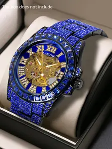 A men's full diamond Roman three-dimensional digital luminous hollow gear waterproof tourbillon fully automatic mechanical watch Luminous Analog Watch