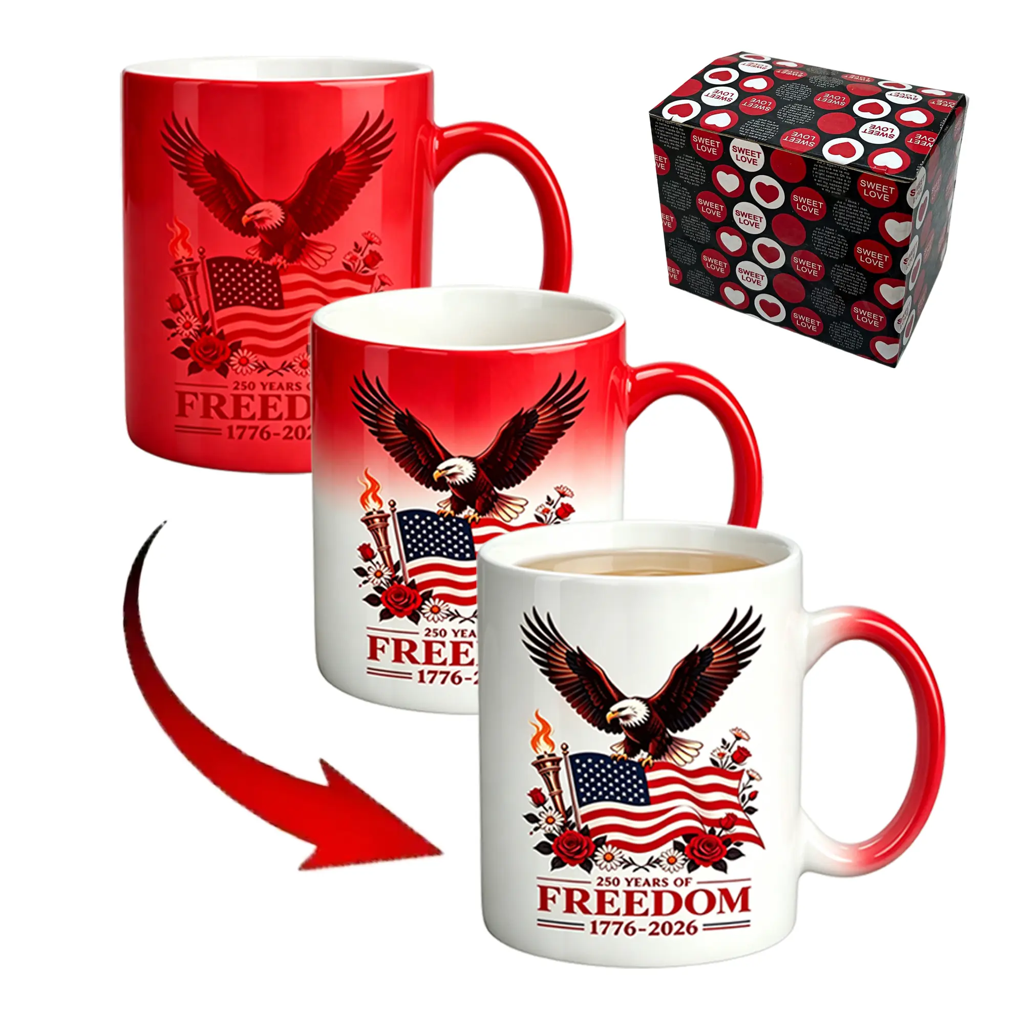 BOGO,Magic Color-Changing -independen Day Design Bald Eagle Mug IThermosensitive, Perfect For Special Moments,Ideal For /Father/Mother'S Day, Birthday And Gift GivingOccasions, Coffee, Fun Gift Mug,Boyfirend gift,Dad gifts, Ceramic