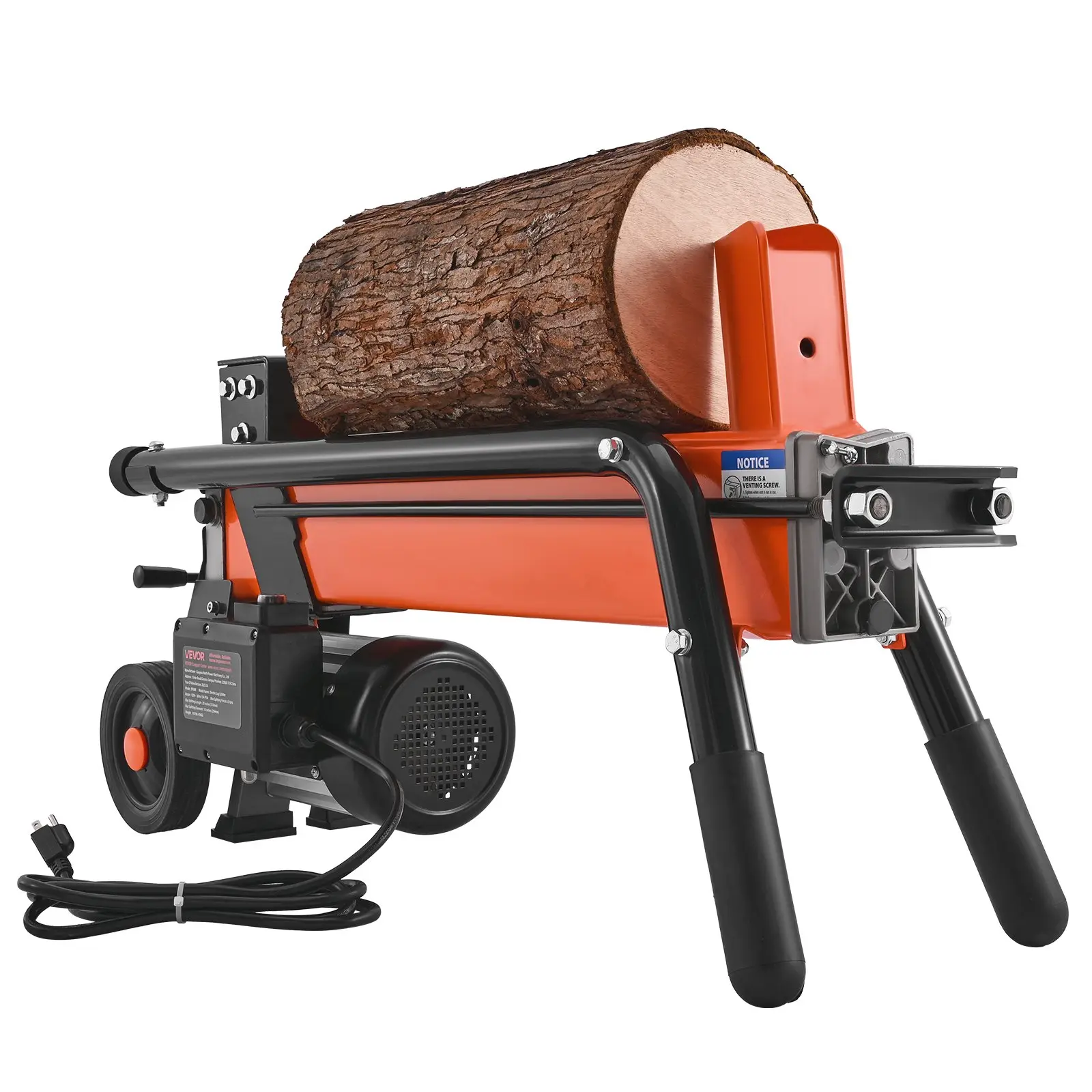 【Summerfinds】VEVOR 6.5-Ton Max 120V Electric Log Splitter, 1500W 15-Amp Motor, 6-In Wheels, Steel Wedge, 2-Handed Portable Firewood Splitting Tool for Rough Terrain, Quiet Efficient Secure Run, Extension Cord Compatible, Forestry Harvesting Use