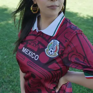 Burgundy Mexico Soccer Jersey 1998 Retro MadStrange