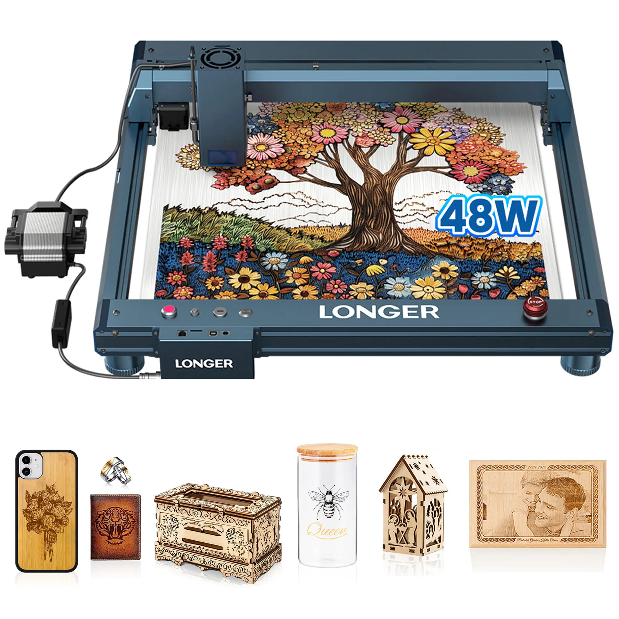 Laser Engraver with Auto Air Assist, 40W Output Power Laser Cutting Machine for Laser Engraving on Wood and Metal, Glass, Leather Engraving Tool Diy Engraving Machine