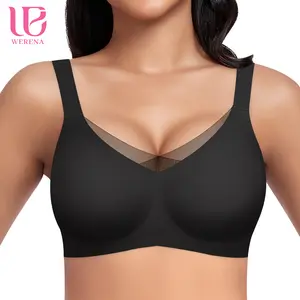 Werena Wireless Bras for Women Mesh Crossover Bras Seamless Full Coverage No Underwire Comfortable Supportive Everyday Bra with Adjustable Shoulder Straps & Extra Extender