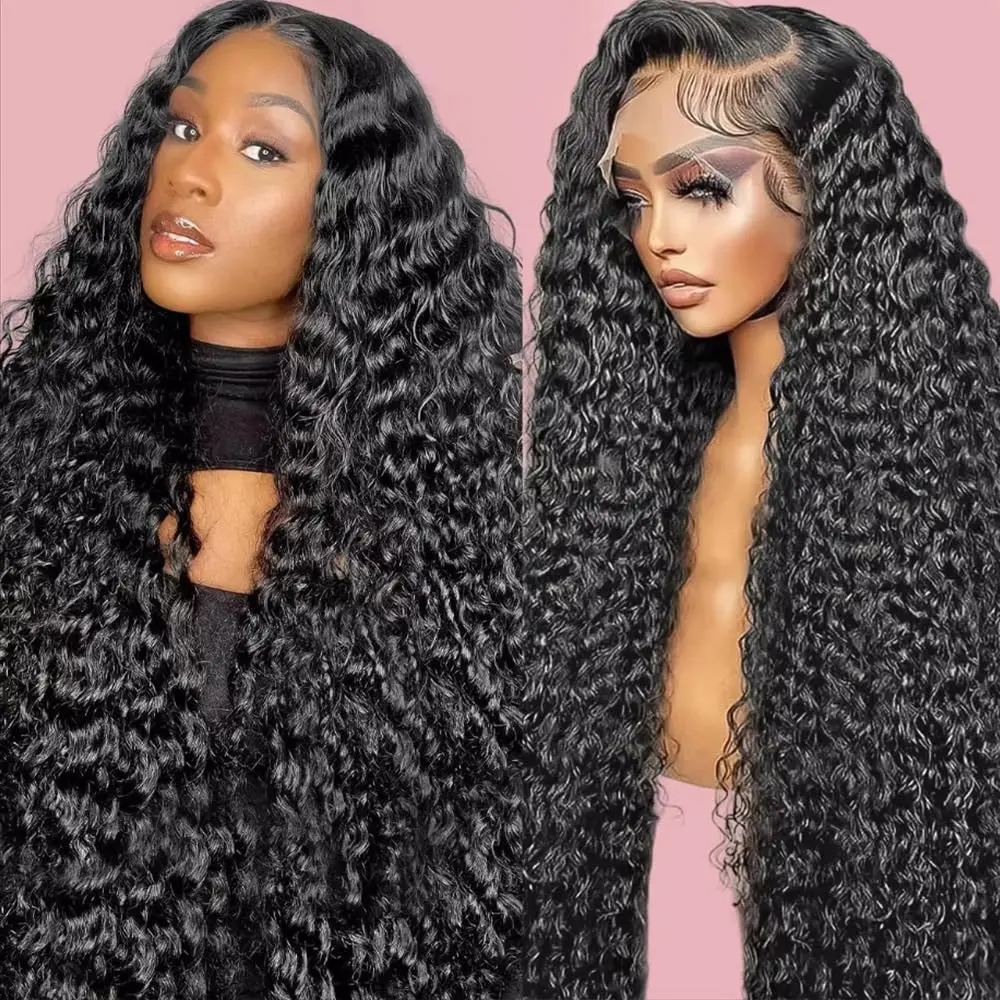 [Limited Deal] Yilike 220 Density Deep Wave Lace Front Wigs Human Hair  13x6 HD Lace Frontal Wigs Human Hair Pre Plucked Deep Curly Glueless Wigs Human Hair for Women Natural Black campingessentials