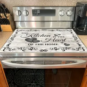 1pc "Kitchen is the Heart" Diatomite Electric Glass Stove Cover - Scratch-Resistant Rubber Protector, Suitable for Ceramic Cookware, Coffee and Dish Drying Mat, Ideal for Cooking, Dining, and Fridge Decoration