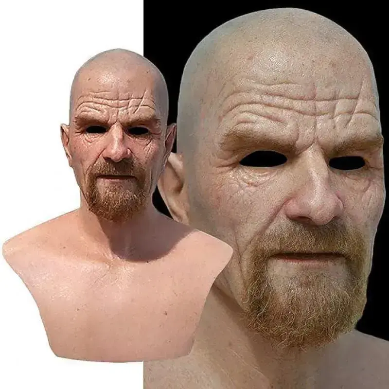 Realistic Bald Old Man Mask,Breaking Walter White Mask Adult Halloween Party Props Latex(Sheets) Realistic Bald Old Man Mask,Breaking Walter White Mask Adult Halloween Party Props Latex(Sheets)