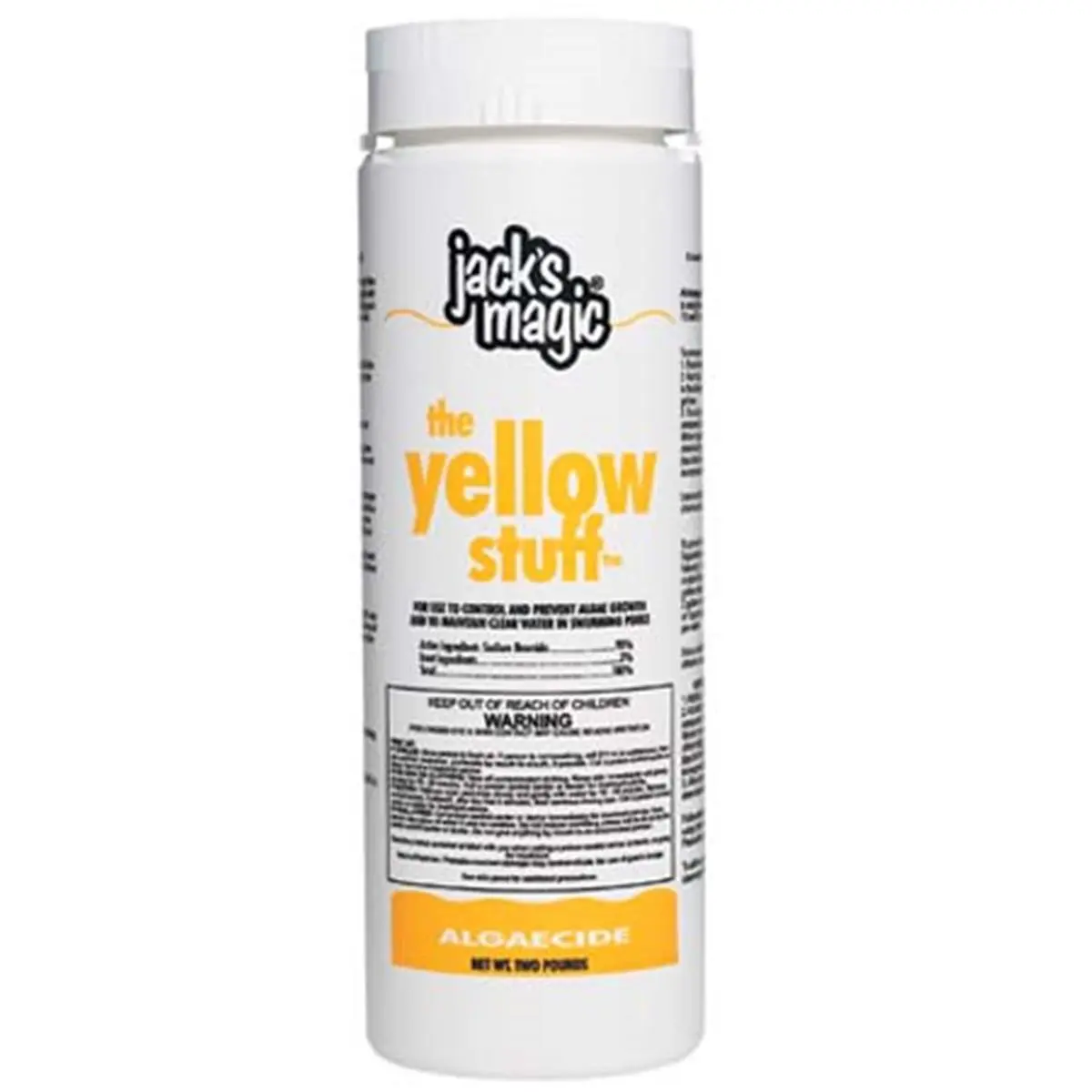 212 MAIN Jacks Magic JMYELLOW2 Pool Algaecide Pail, The Yellow Stuff, 2 lbs for Outdoor Swimming Pools, Outdoor Swimming Pool