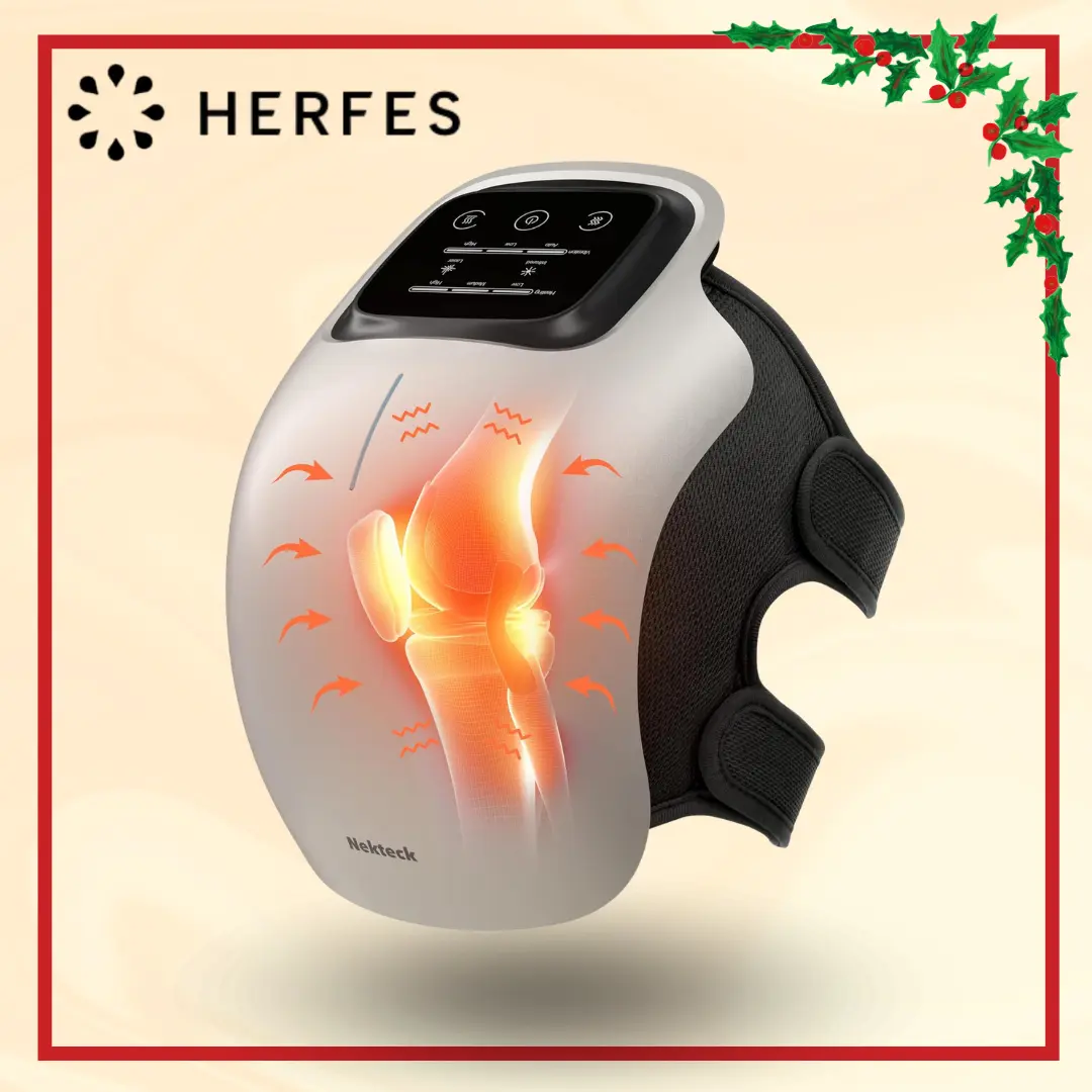 Starlight Knee Massager with Heat Portable 3-in-1 Cordless Smart Massage with 3 Heating Levels 3 Vibration Modes & Gentle Light for Knees Joints Adjustable Christmas Gifts for Loved Ones DealsForYouDays