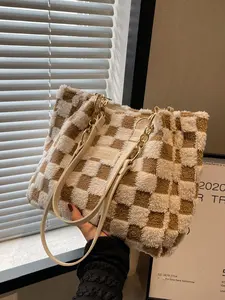 Women's Fashionable Plaid Pattern Tote Bag, Stylish Tote Bag, Casual Large Capacity Shoulder Bag for Daily Used, Trendy All-match Bag for Commuters and Students, Checkered Pattern Bag, Checkered Bags