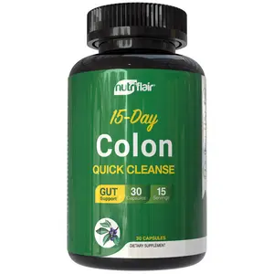NutriFlair 15 Day Quick Colon Cleanse Detox Supplements, Gut Health Support Wellness Reduce Bloating Supplement Aid - 30 Capsules Fitness Edible Fitness weight Bathroom Vitamin Natural