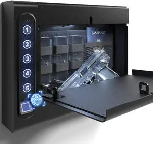 XDeer Biometric Wall Safe without Gas Strut for Quick Access, Hidden Storage for Full-Size, LED Light, Silent Mode, and Backlit Digital Keypad S008QG (S008)