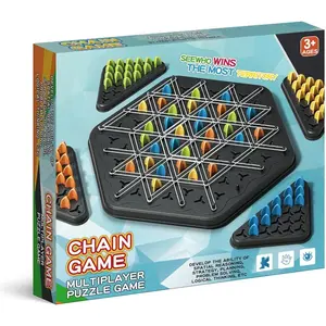 Chain Triangle Chess (Rubber Band Version) – 2-4 Player Strategy Board Game! For Kids 6-12 & Adults, Family Gatherings/Party Game, Builds Strategy Skills, Perfect Gift