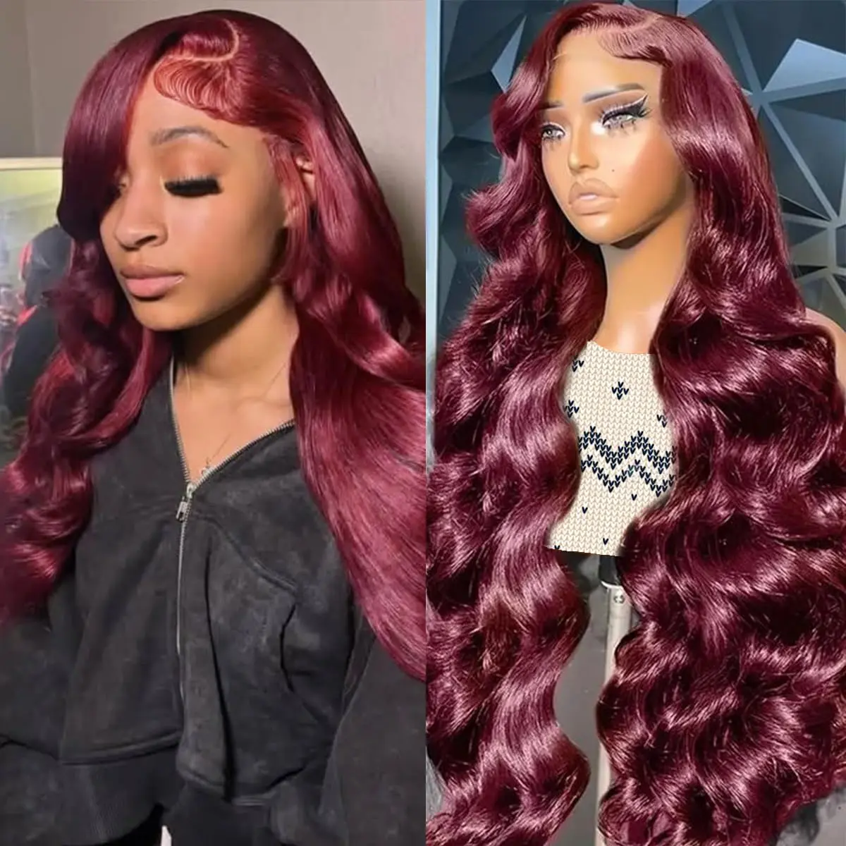 30 Inch Burgundy Body Wave Wigs  13x6 99J HD Body Wave Lace Front Wigs  Pre Plucked Lace Front Wigs  for Women  Pre Plucked Body Wave HD Transparent Lace Frontal Wigs with Baby Hair for Women Synthetic wigs must not be heated or bleached