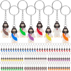 Yelakey 50pcs/100pcs Mini Jesus Statue Keychain Christian Fashion Keychain Jesus Love You Design Perfect for Men and Women Bags Backpacks Car Keys Decorations Christmas, Easter, Thanksgiving and Holiday Gifts and Ornaments Religious Party Favors