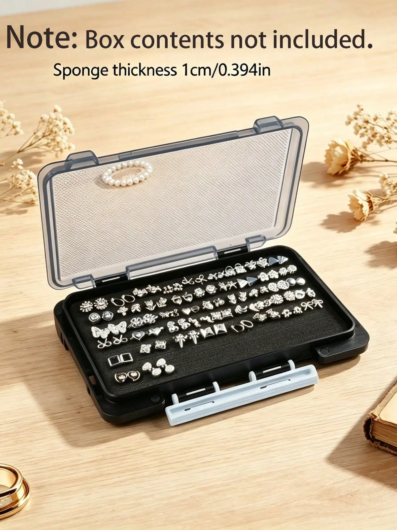 Portable Earring Storage Box, Large Capacity Jewelry Organizer, Compact Earring Holder, Foam Slot Earring Display, Anti-Slip, Dust-Proof, Easy Access