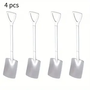 4pcs Shovel Spoon Coffee Spoon Shovel Shape Spoon Tea Sugar Stirring Spoon Ice Cream Spoon Kitchenware Steel