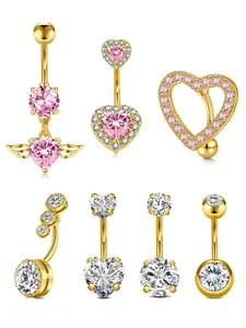 Heart Shaped Design Belly Button Rings, Fashionable Belly Piercing Jewelry for Women & Girls, Trendy All-match & Exquisite Jewelry for Birthday Gift, Floating Belly Button Ring