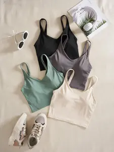 Women's Solid Sports Bra, Quick-Drying Breathable Comfortable Crop Cami Top for Yoga Gym Workout Running, Ladies Sportswear for Indoor and Outdoor Wear