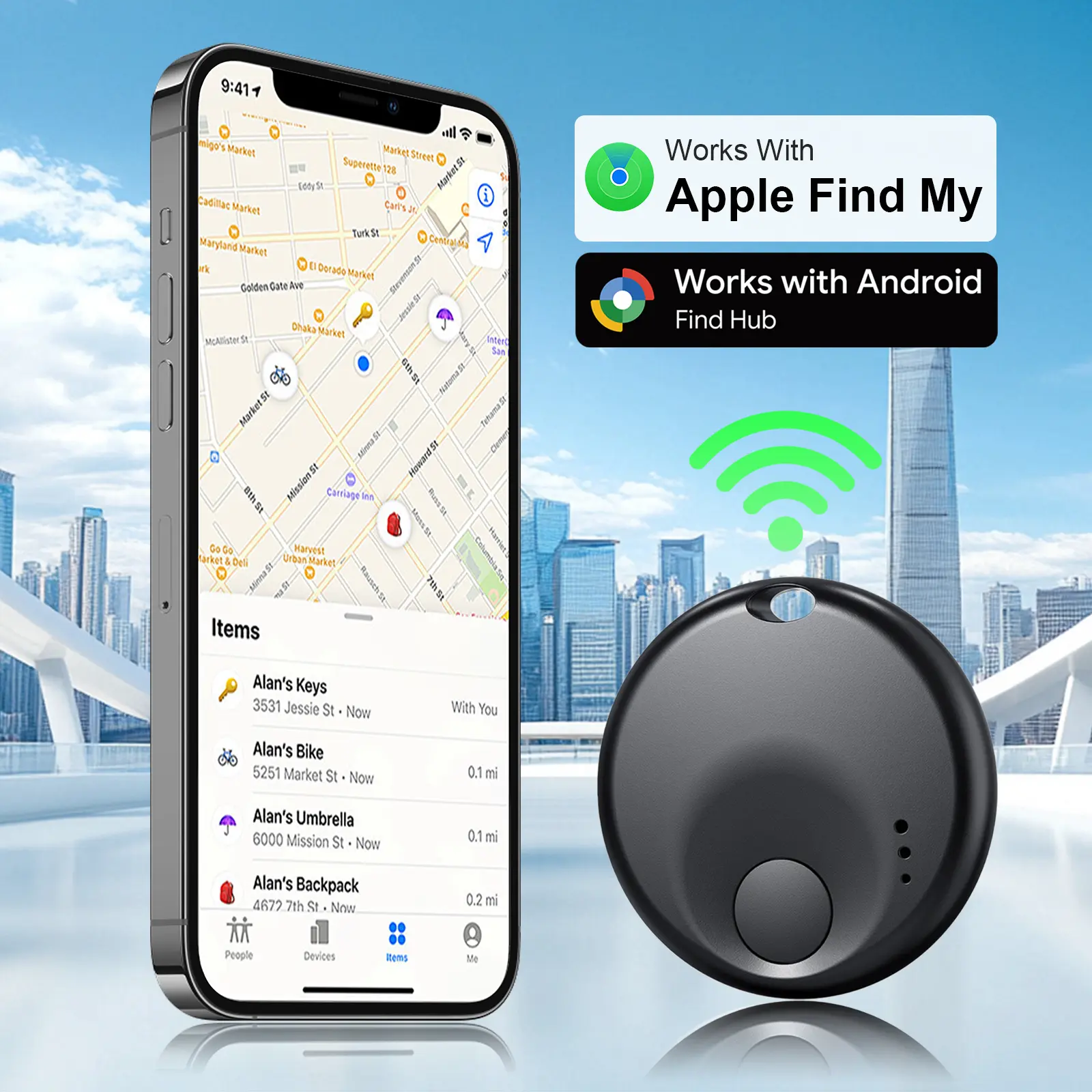 Apple Find My Compatible Smart Tag with remote tracking, play sound & directions keeps you from losing keys, wallets, luggage & valuables. No more panicking over misplaced items, ideal for daily use, travel & busy routines.