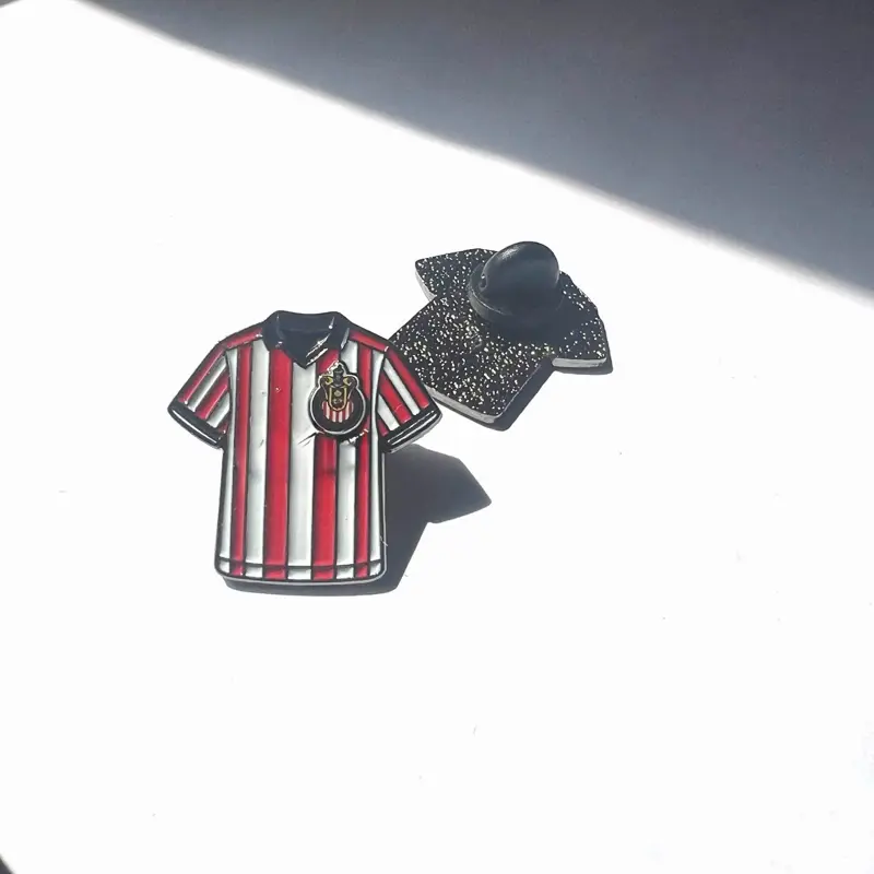 Chivas Hat Pin - Red and Black Striped Jersey Design with Team Logo - Perfect for Fans and Collectors