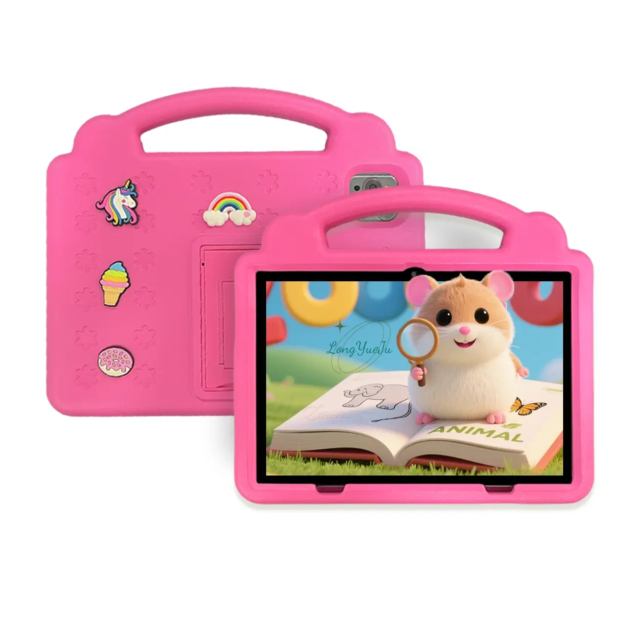 10.1-inch Android touchscreen tablet, learning and entertainment all-in-one machine, multi domain knowledge, anti drop shell, IWAWA software, no adapter, Suitable as a holiday gift, Rechargeable Learning Tablet, Study Tablet, blue/orange/pink/green