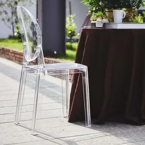 8-Pack Acrylic Banquet Ghost Chairs Clear with Oval Back – Transparent Armless Design for Sophisticated Events