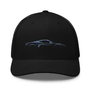 2024 2025 Rapid Blue Corvette C8 Trucker Cap Line Art for 8th Gen Vette Owners Drivers Embroidered Adjustable Snapback Hat