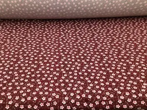 Double Brushed DTY Floral Spandex Stretch Apparel Fabric Burgundy Pink Tan L311