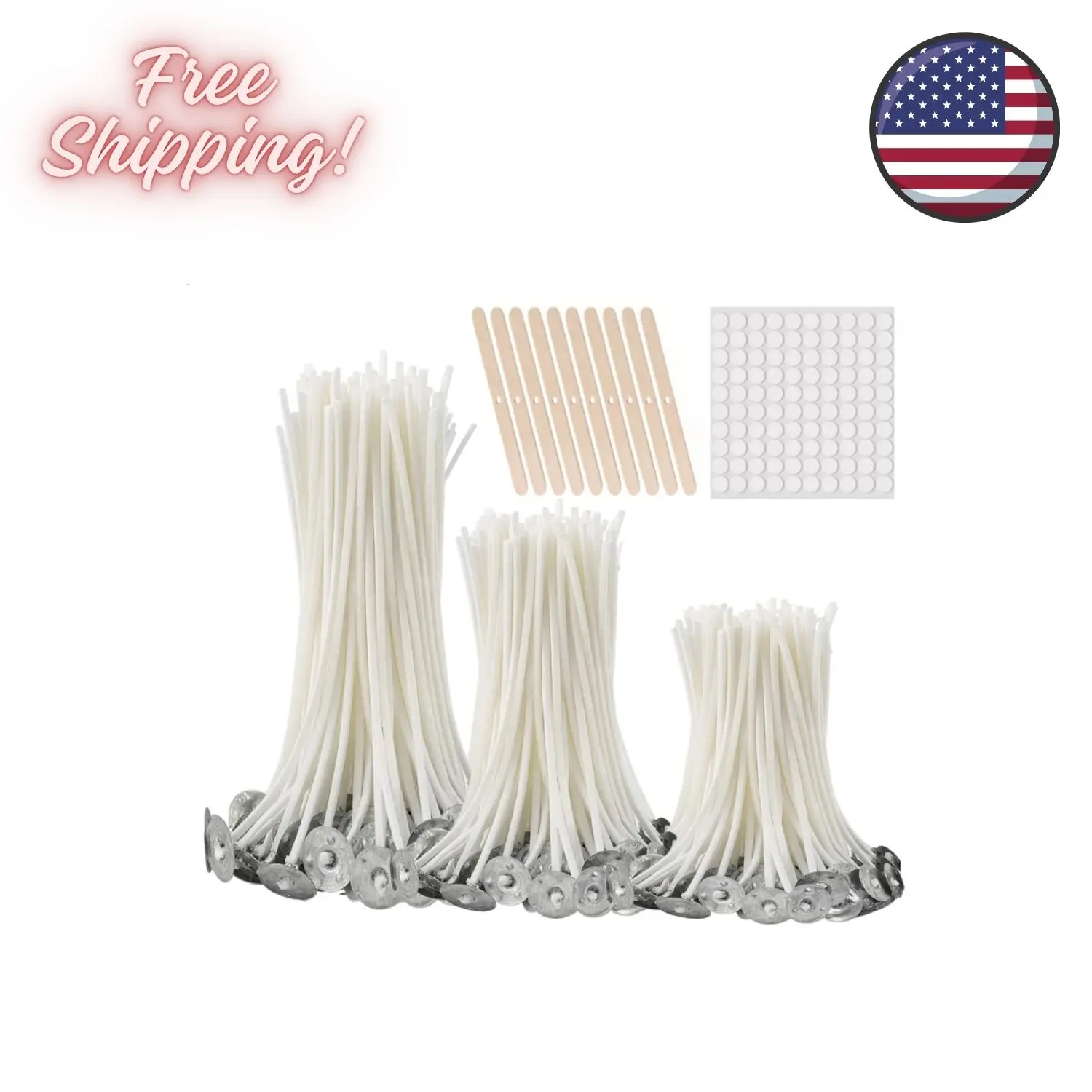 300Pcs Functional Smokeless Candle Wicks, 9cm/3.5in, 15cm/6in, 20cm/8in