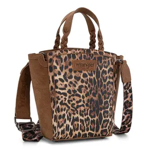 Wrangler Leopard Print Braided Handle Crossbody