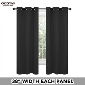 Deconovo Blackout Curtains 2 Panels 38W Short Drapes for Living Room and Bedroom Room Darkening Thermal Insulated Window Curtains