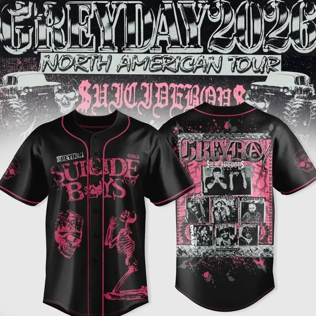 $uicideboy$ Greyday 2026 – North American Tour Pink Jersey