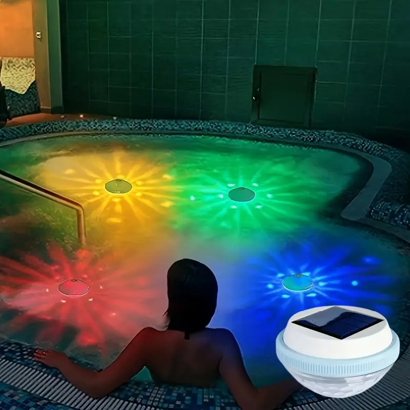 Solar Powered Outdoor Ground Lighting, Dimmable Patio Lights, RGB LED Solar-Powered Floating Ambient Lamp, Waterproof LED Light for Swimming Pool, Vase Base, SPA, Aquarium, Hot Tubs