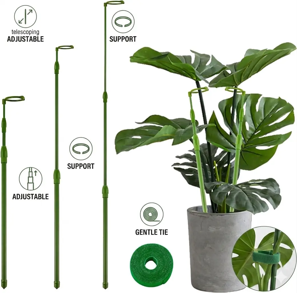 3-Pack Extendable Plant Stakes  Adjustable Support Sticks with Clips for Indoor Outdoor Climbing Plants(16.5-42.5 in) Tomatoes, Orchids