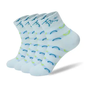 Spring and summer women's mid-tube blue and white sports versatile striped sports socks, high-end（Twelve pairs）