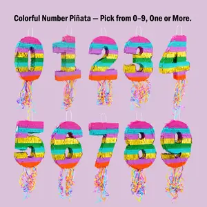 Colorful Number Piñata, 1 Piece, Choose Any 0-9 Numbers, Tassel Pull String Surprise Box, Birthday Party Decorations, Multiplayer Game Props, Party Supplies