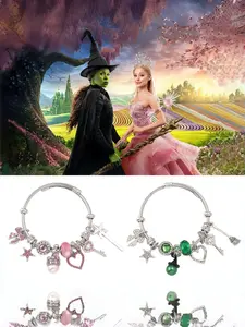 Magic Witch Bracelet, Elphaba & Glinda Theme, Best Friend Friendship Bracelet, Couple Bracelet, Heart Charm Bracelet, Heart Shaped Bracelet, Gift for Her, Geometric Alloy Jewelry