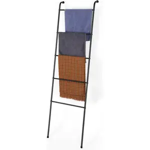 Blanket Ladder Towel Ladder for Bathroom Blanket Rack for Living Room Bathroom Laundry Room Black NONE