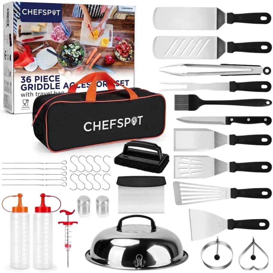 CHEFSPOT Griddle Accessories for Blackstone, BBQ, Flat Top Grilling Spatula Kit, 36-Piece