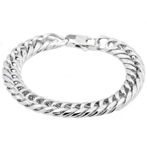 Mens Stainless Steel Double Cuban Link Chain Bracelet
