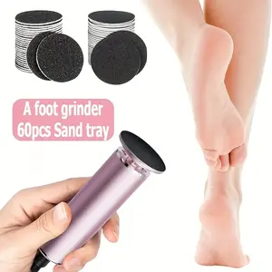 [Fast Arrival] 60-Piece Electric Foot Grinder - Callus Trimmers With Adjustable Speed Belt For Men's And Women's Soles To Remove Dead Skin And Hard Skin Calluses - Professional Pedicure Machine For Home Use With Replacement Sandpaper For Smooth Feet