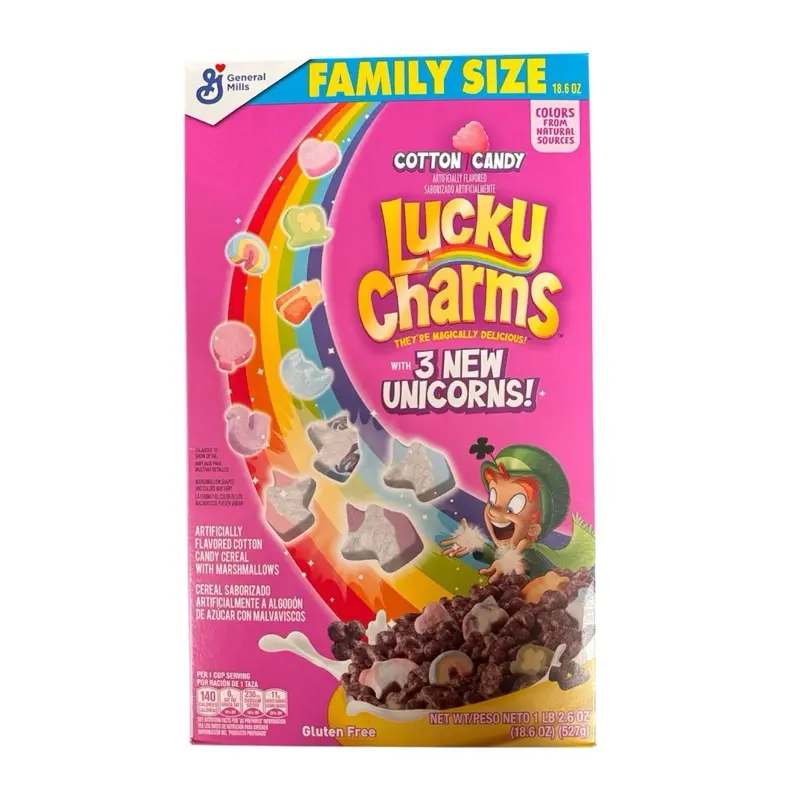 Lucky Charms Cotton Candy Snacks & Candies - 1 Box, 18.6 Oz, Includes 3 New Unicorns