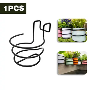 Metal Hanging Planter, Hanging Plant Pot Stand, Outdoor Plant Holder, Multi-Functional Hanging Rack, Hanging Plant Basket, Round Iron Railing Balcony Succulent and Greenery Planter, Outdoor Garden Decor, Outdoor Hanging Plant Pot