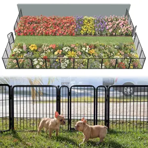 FXW Garden Fence Outdoor for The Yard, 24"/32" Height x 45.6-109.4ft Length, Heavy Duty Metal Animal Barrier for Dog and Rabbit, Decorative Dog Fence, 24/32 Panels