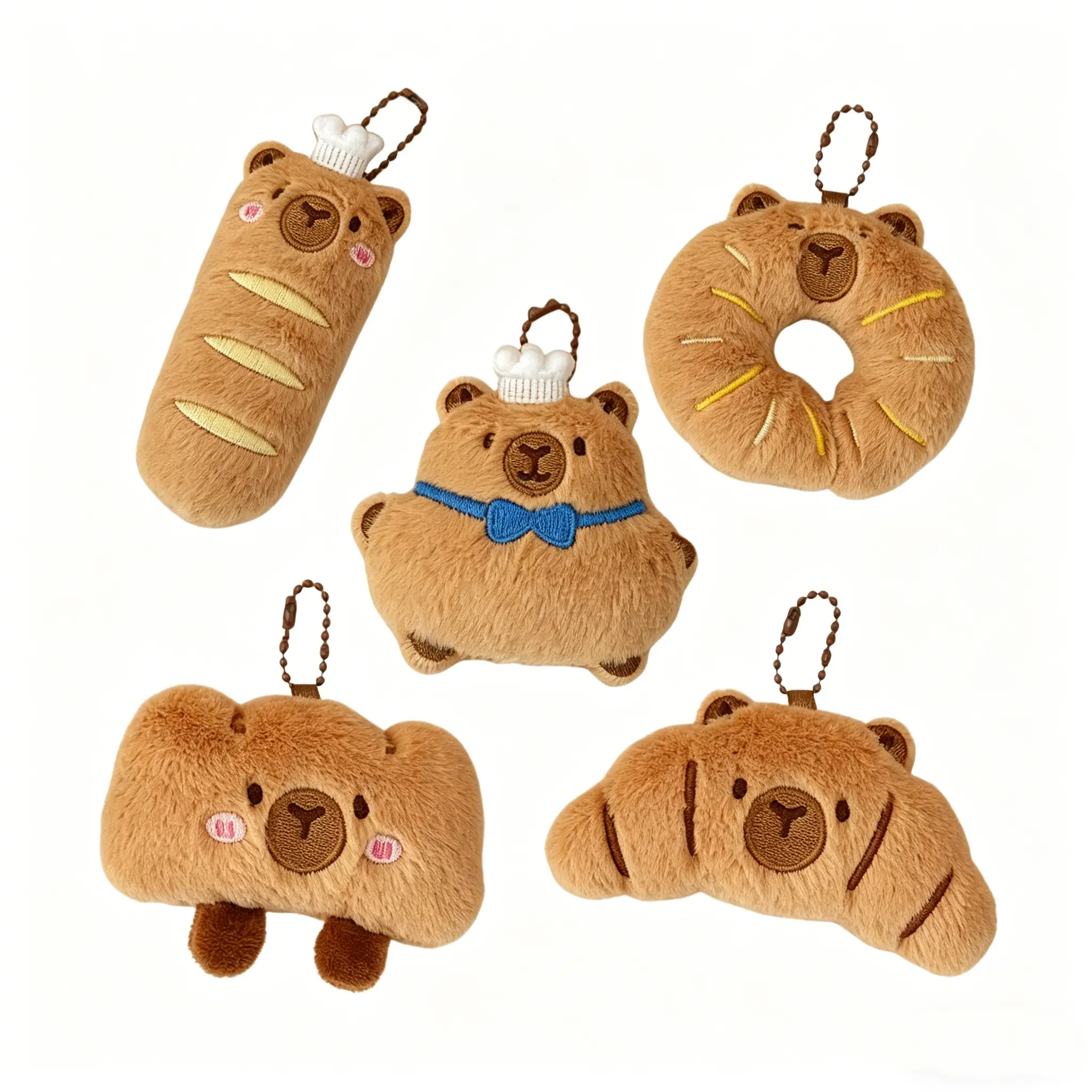 Cute Bread Capybara Plush Keychain - Soft Fuzzy Bag Charm, Kawaii Accessories for Purse, Women & Men’s Gift Key Holders, Key Charms, Funny Keychains, Food, Animals, Keychain For Purse, Whimsical